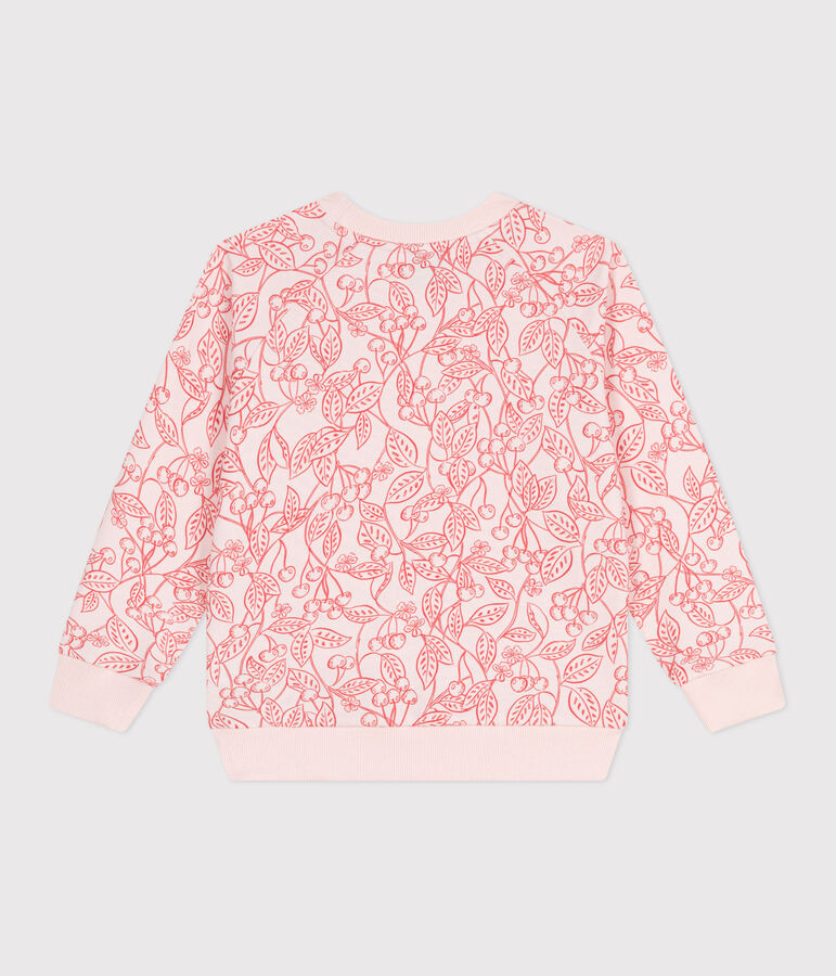 Sweatshirt enfant en coton imprim&eacute; rose/rouge