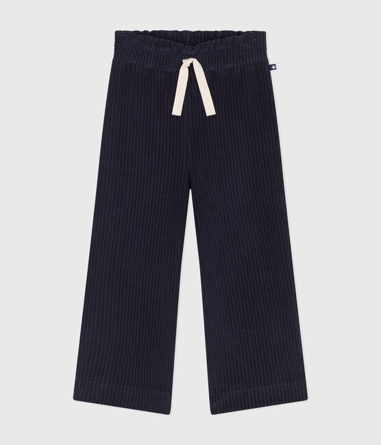 Fijne fluwelen meisjesbroek met wijde pijpen blauw SMOKING