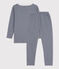Katoenen snugfit pyjama met milleraiesprint voor kleine meisjes en jongens blauw MEDIEVAL/wit MARSHMALLOW