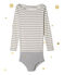 Damesbody met lange mouwen. Petit bateau x Marie-Agnès Gillot beige COQUILLE/grijs SUBWAY