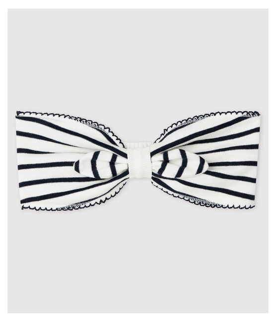 Bandeau en coton bébé. blanc MARSHMALLOW/bleu SMOKING