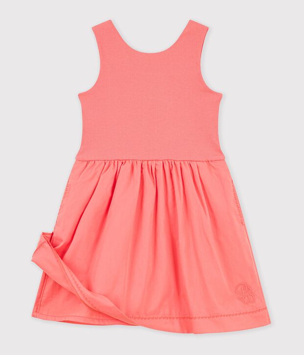 Robe sans manches enfant en coton uni corail