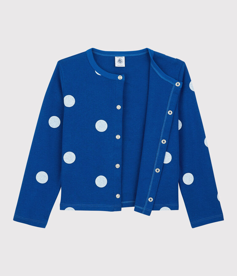 Cardigan en coton et lin enfant fille bleu/blanc