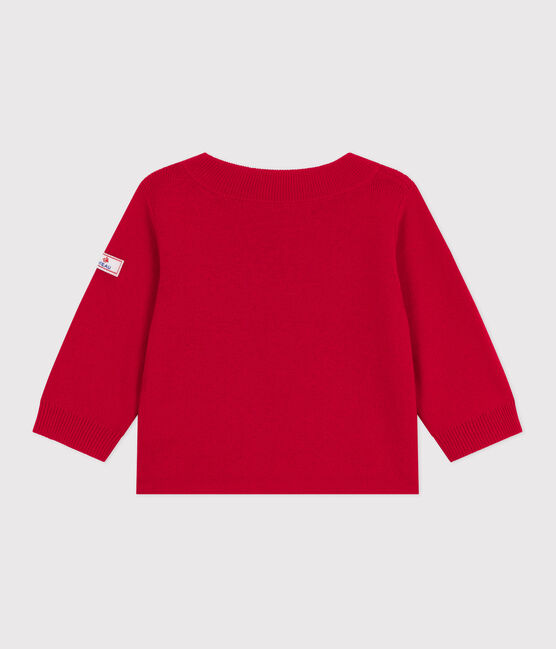Pull marin bébé en laine et coton uni rouge POMPEI