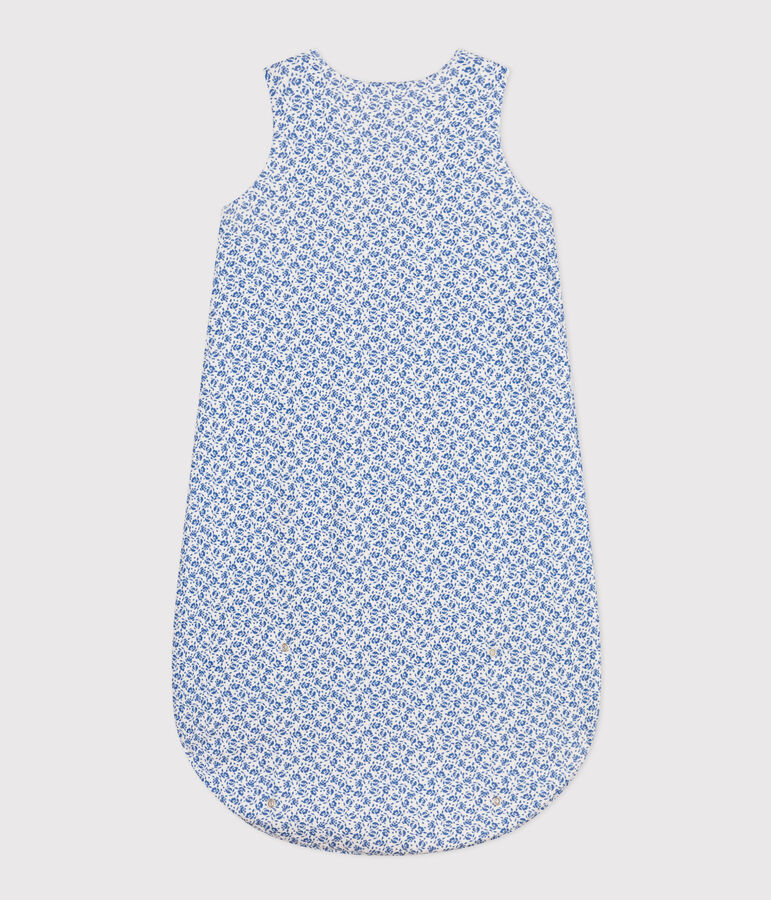 Katoenen trappelzakje met bloemenprint TOG 2 wit/blauw