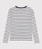 L'ICONIQUE, dames-T-shirt met ronde hals in katoen wit MARSHMALLOW/blauw SMOKING