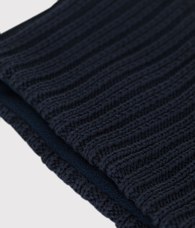 Snood en tricot doubl&eacute; en polaire enfant bleu marine