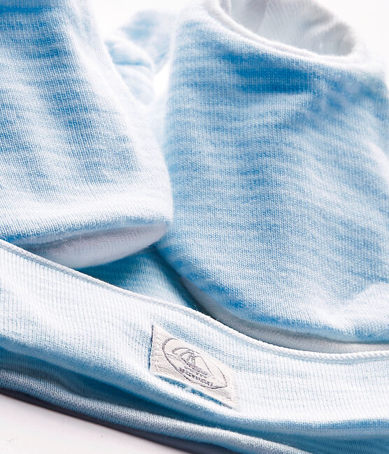Ensemble bonnet de naissance + chaussons bébé bleu FRAICHEUR/blanc ECUME