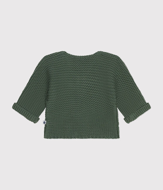 Gebreide uniseks babycardigan in ribbelsteek groen CROCO