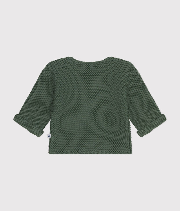 Cardigan en tricot point mousse b&eacute;b&eacute; vert