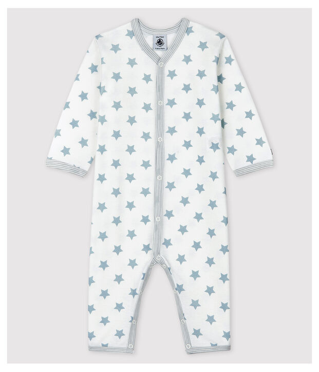 Dors-bien sans pieds &agrave; &eacute;toiles grises b&eacute;b&eacute; en coton blanc/gris