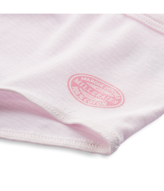 Meisjesboxershort met milleraies-strepen roze VIENNE/wit ECUME
