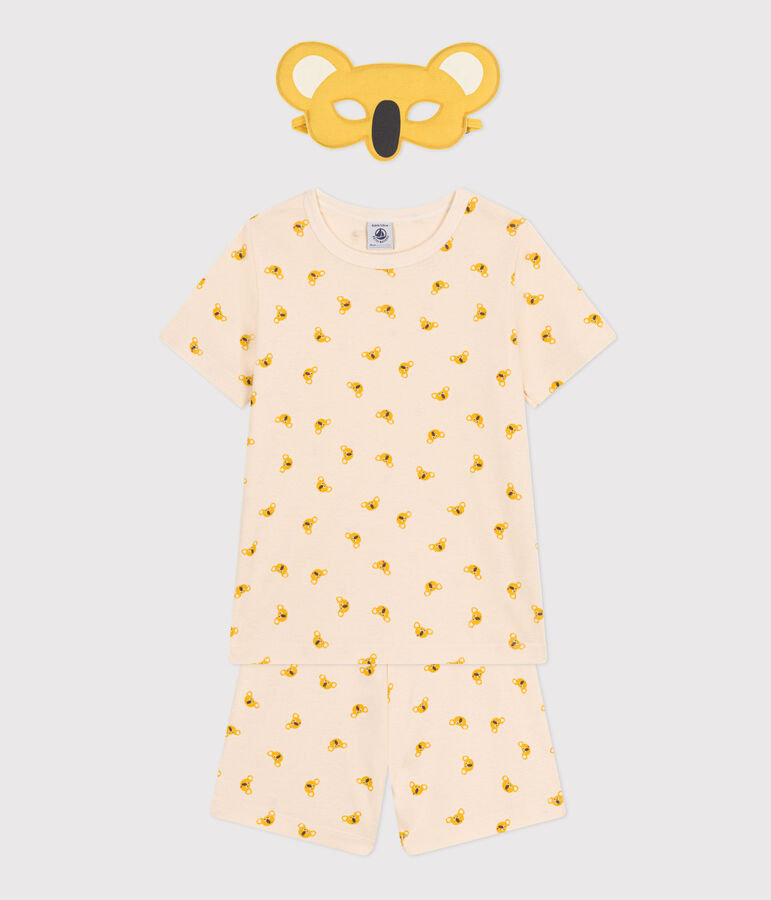 Korte katoenen verkleedpyjama koala voor kinderen ecru/multicouleur