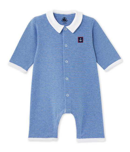 Combinaison bébé garçon rayé milleraies bleu DELFT/blanc ECUME
