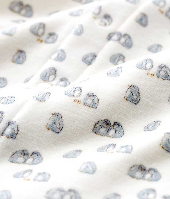 Bodyjama bébé garçon en velours blanc MARSHMALLOW/blanc MULTICO
