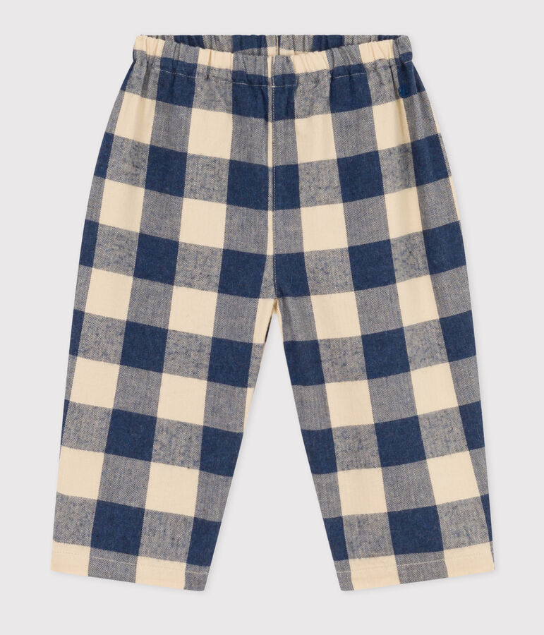 Pantalon en flanelle &agrave; carreaux b&eacute;b&eacute; bleu/&eacute;cru
