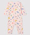 Dors-bien sans pieds bébé fille en côte rose FLEUR/blanc MULTICO