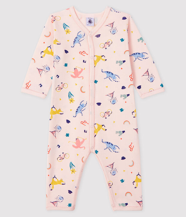 Dors-bien sans pieds b&eacute;b&eacute; fille en c&ocirc;te rose/multicouleur