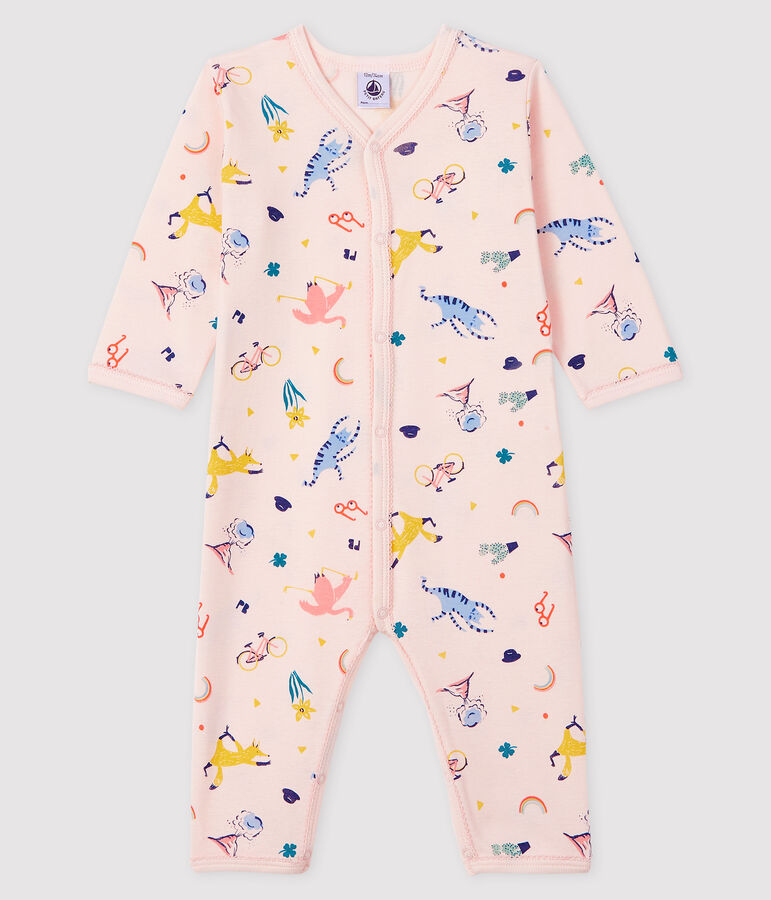 Dors-bien sans pieds b&eacute;b&eacute; fille en c&ocirc;te rose/multicouleur