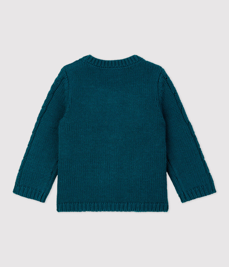 Cardigan en laine et coton b&eacute;b&eacute;. vert PINEDE