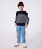 Kindertrui van wol en katoen in marinelook blauw SMOKING/wit MARSHMALLOW