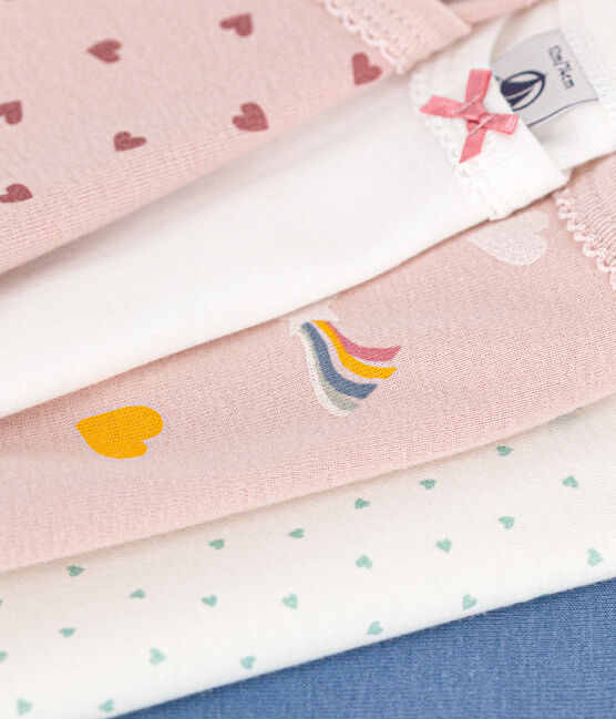 Setje met 5 katoenen body's met lange mouw en sterretjes en hartjes voor baby's variante 1