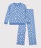 Pyjama femme en coton imprim&eacute; c&oelig;urs bleu/blanc