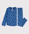 Pyjama petite fille imprimé flocons en côte bleu MAJOR/blanc ECUME