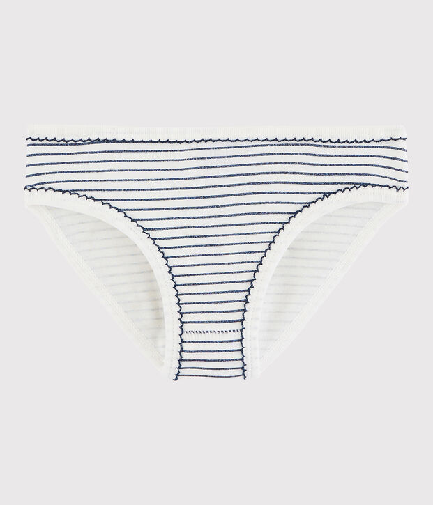 Katoenen onderbroekje voor meisjes wit/blauw