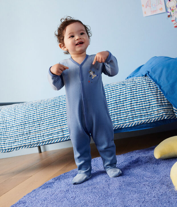 Babypyjama van velours blauw