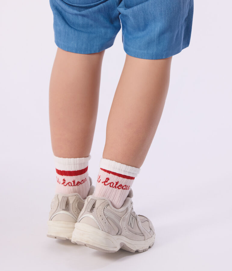 2 paires de chaussettes enfant fille en coton &agrave; rayures multicouleur