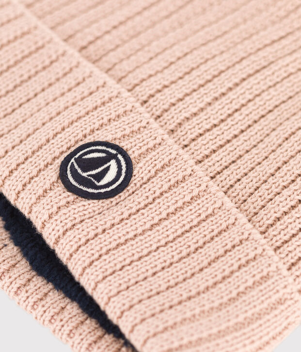Bonnet en tricot doubl&eacute; en polaire enfant gar&ccedil;on-fille rose