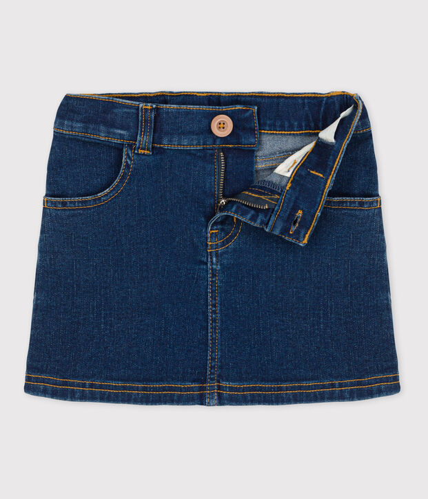 Rechte meisjesrok van denim blauw