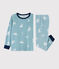 Pyjama imprimé yéti en velours petit garçon bleu BRUME/ MARSHMALLOW