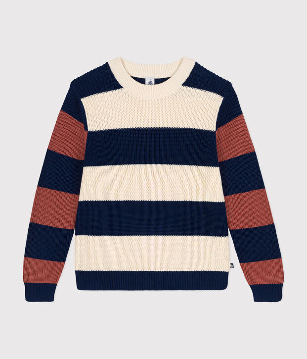 Pull ray&eacute; en coton femme &eacute;cru/multicouleur