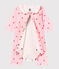 Bodyjama sans pieds bébé fille en côte 1x1 imprimée rose VIENNE/blanc MULTICO