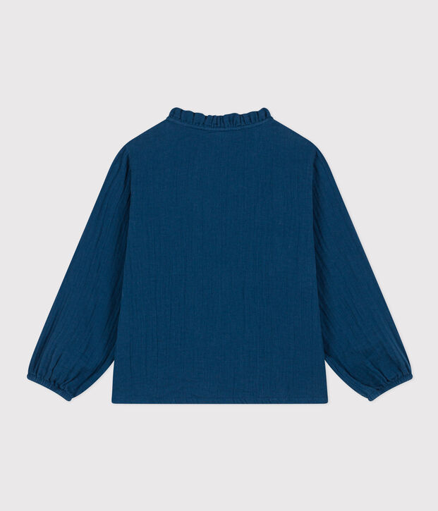 Blouse in biokatoenen materiaal voor meisjes blauw