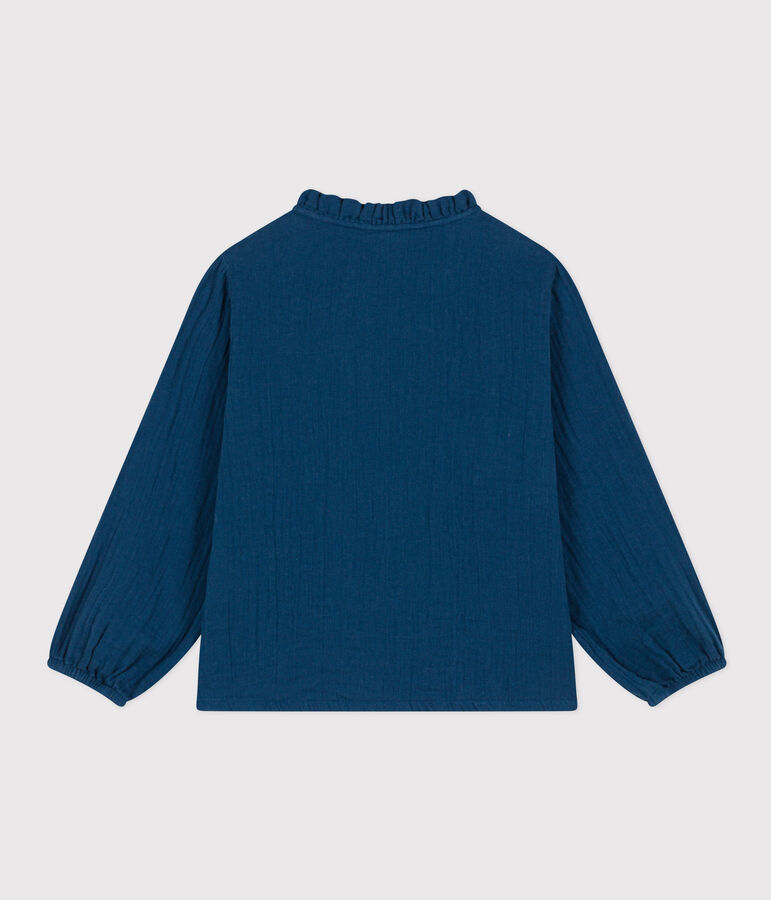 Blouse en gaze de coton enfant fille bleu