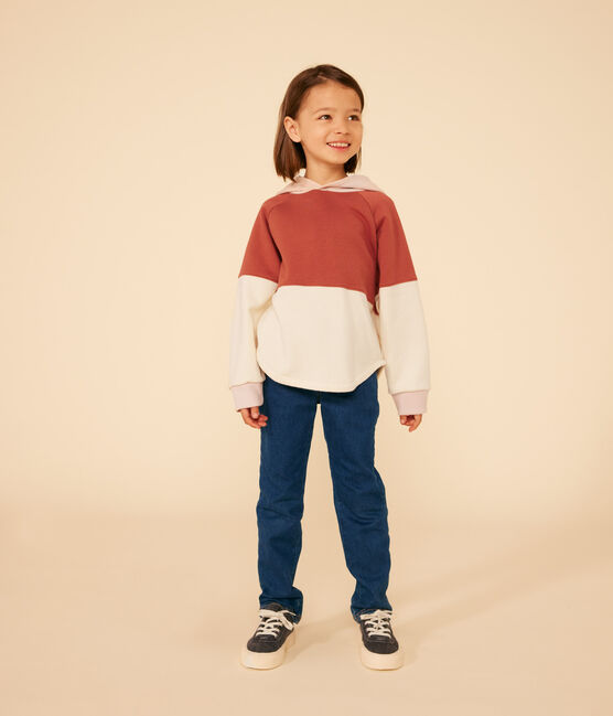 Sweater met capuchon in fleece voor meisjes bruin FAMEUX/ MULTICO