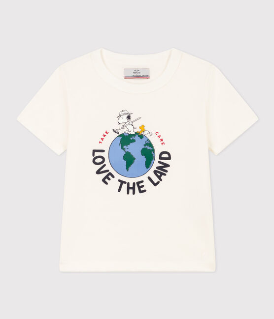 Katoenen T-shirt met korte mouwen voor jongens/meisjes wit MARSHMALLOW