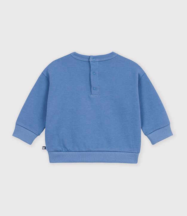 Sweatshirt b&eacute;b&eacute; en coton uni et sa broderie bleu
