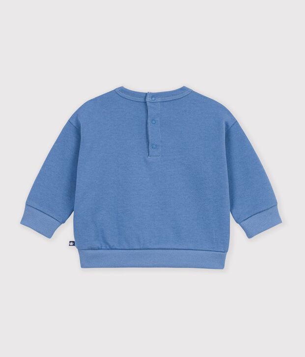 Effen katoenen babysweatshirt met borduursel blauw