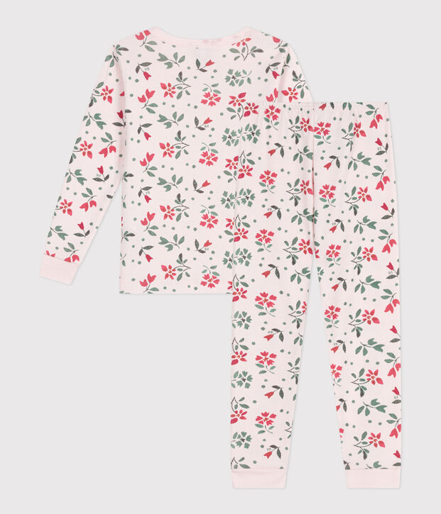 Zeer aansluitende kinderpyjama van katoen met bloemenprint roze/multicouleur