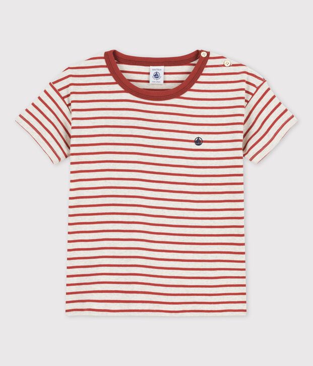 T-shirt met korte mouwen in katoen voor jongens beige/bruin