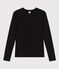 L'Iconique, T-shirt met lange mouw van effen ribstof voor dames zwart BLACK