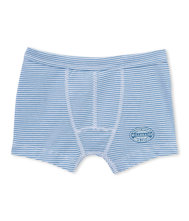 Boxershort met milleraiesstreepjes voor jongens blauw/wit