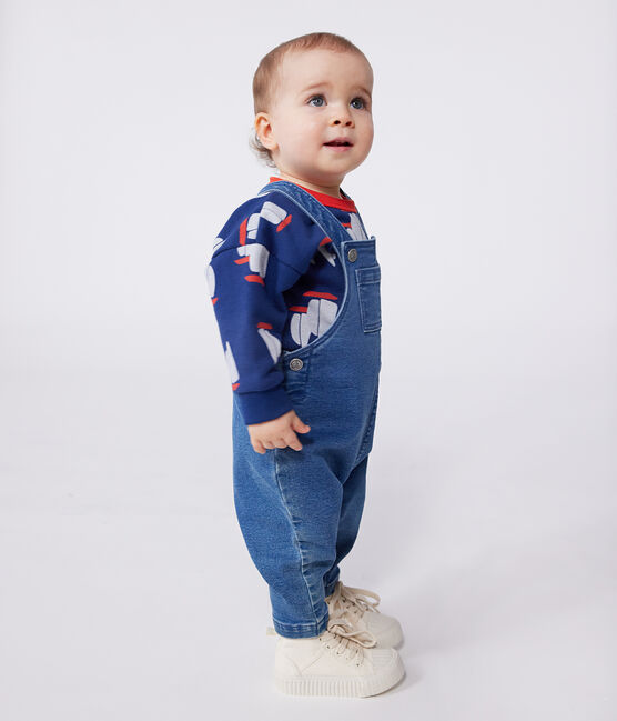 Salopette bébé en jean élasthanne jambes longues bleu BLEU DELAVE