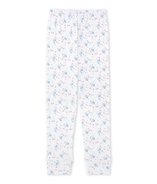 Bas de pyjama fille imprim&eacute; &agrave; coordonner blanc/bleu/multicouleur