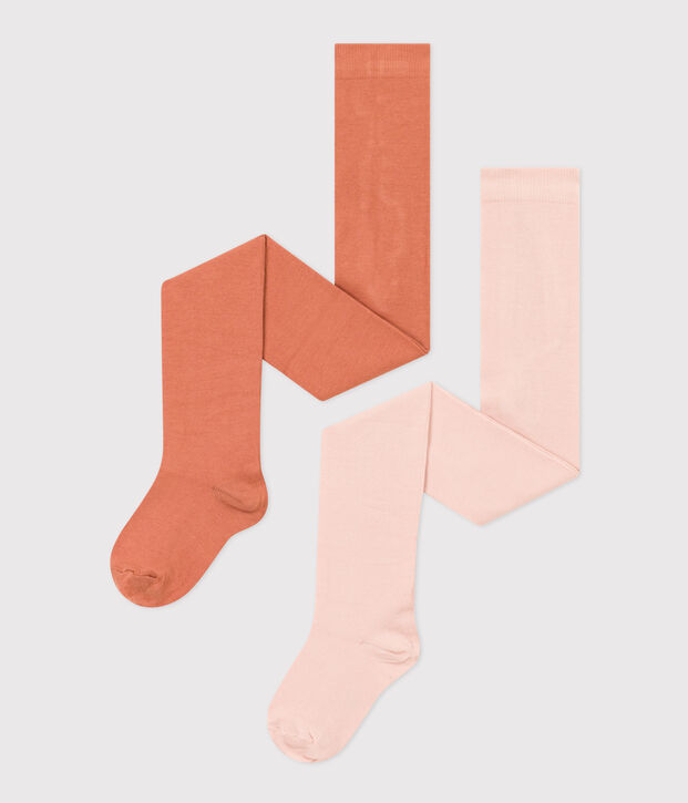Lot de 2 paires de collants enfant fille en coton multicouleur
