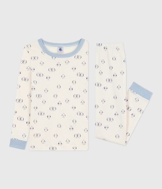 Pyjama enfant en coton jambes très ajustées imprimé bleu MILK/ SOIR